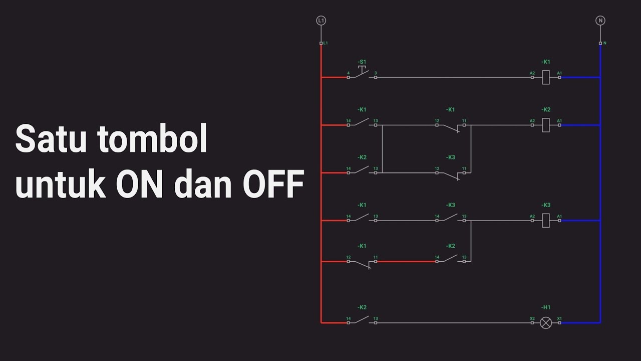 Simulasi Rangkaian Sistem Kontrol Satu Tombol Untuk ON dan OFF - YouTube
