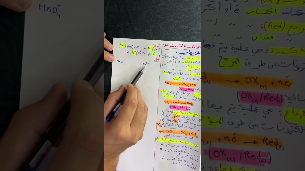 الفيديو 02: مراجعة المكتسبات القبلية تفاعلات الاكسدة والارجاع مع امثلة