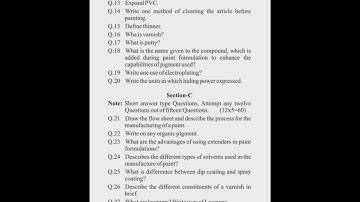 #HSBTE Diploma 6th semester Chemical Engineering Sample Paper Paint Technology February 2023