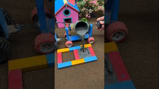 😱 Amazing Mini Tractor Making Cement Pillar | DIY Real Working Construction Machine 🚜 #shorts