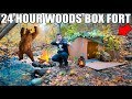 24 HOUR BOX FORT IN THE FORREST SURVIVAL CHALLENGE! 📦🌲 Coyotes, DIY Gear & More!