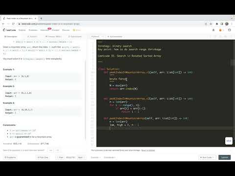 leetcode 852. Peak Index in a Mountain Array - binary search