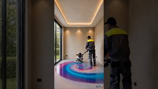 ✨ Pink Violet Cyan Swirl Epoxy Floor | Magical Bedroom Vibe #epoxyfloor #resinart #shorts