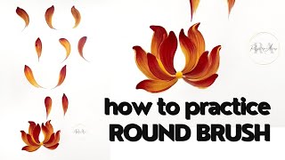 HOW TO practice round brush strokes Acrylic Painting Flowers for beginners