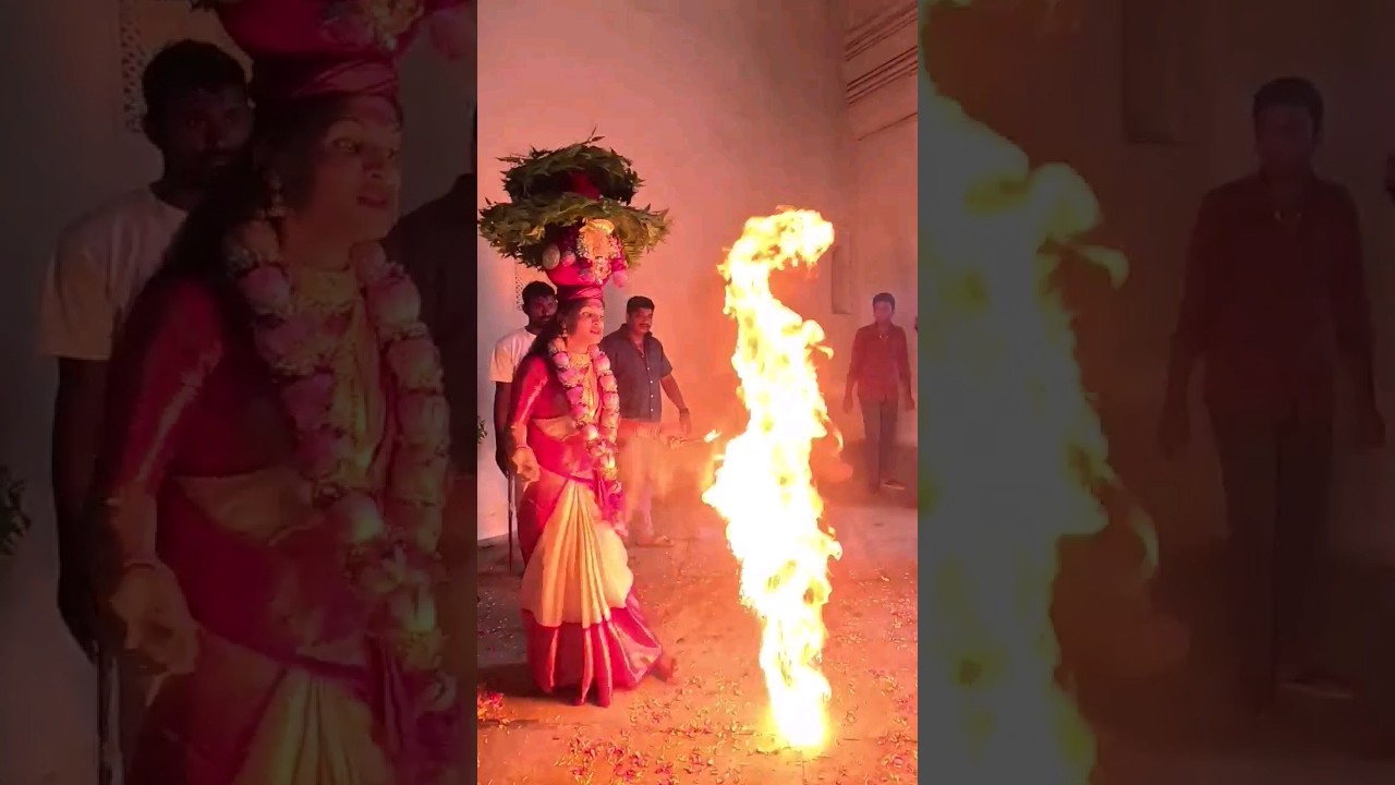 Jogini Pavani Fire dance at Golkonda Bonalu 🔥🙏 