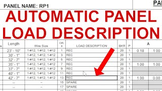 AUTOMATICALLY create Panel Schedule Load description - Revit Analytical Spaces