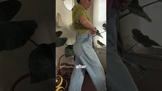 downsize mom jeans transformation | this fashion life hack is the best how to waist technique ever