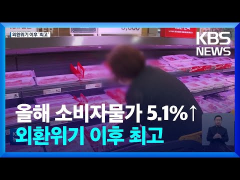   올해 소비자물가 5 1 외환위기 이후 최고 KBS 2022 12 30