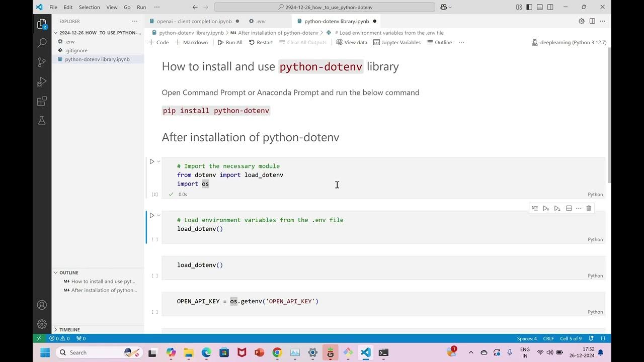 How to install and use python dotenv library youtube