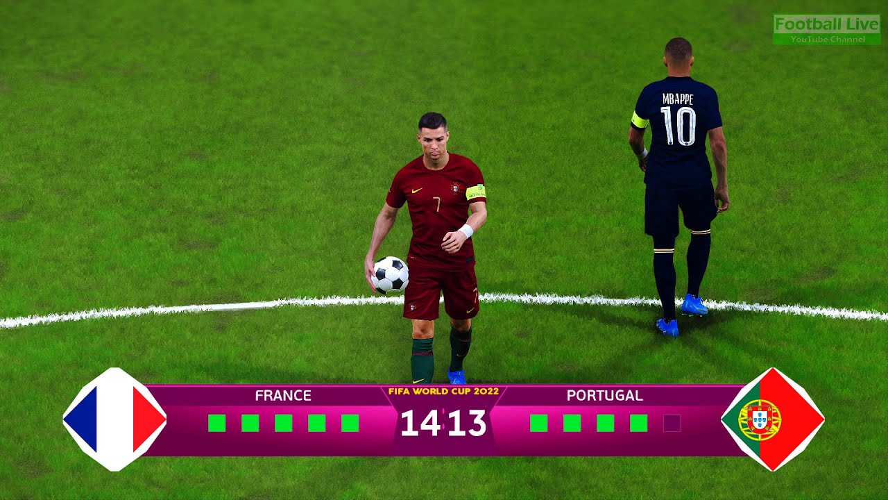 France vs Portugal Penalty Shootout FIFA World Cup 2022 Mbappe vs Ronaldo PES Gameplay PC