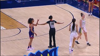 Things get HEATED between Skylar Diggins-Smith & Marina Mabrey after an elbow gets thrown! #WNBA