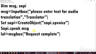 How to make your computer talk using notepad.