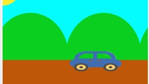 Mobil Berjalan dan pemandangan di P5.js