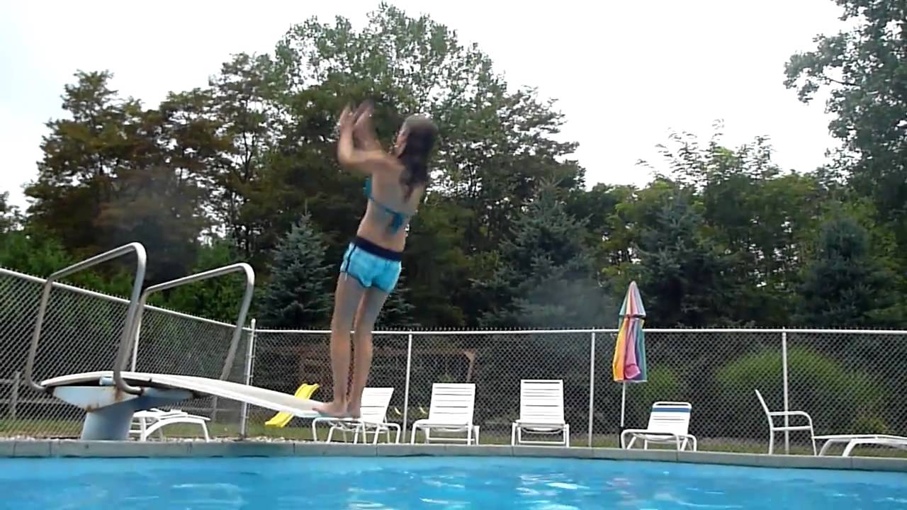 Olivia Back Dive into the pool YouTube