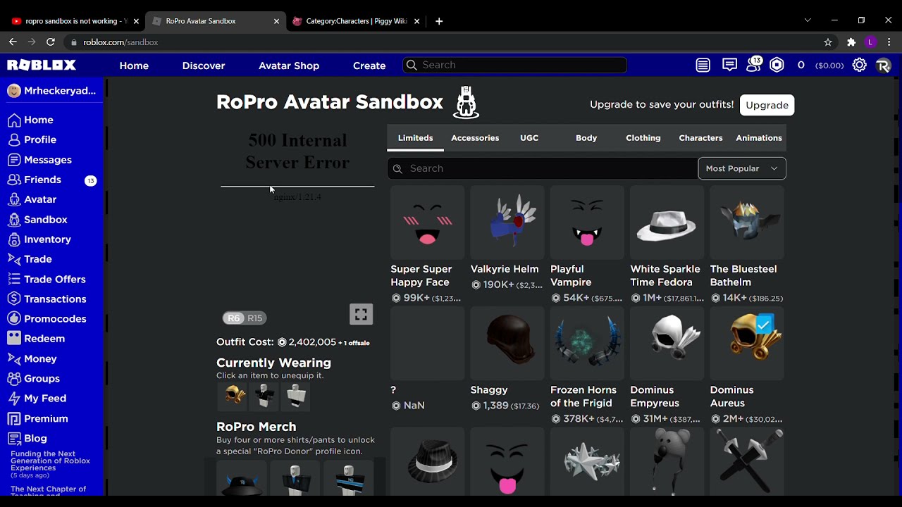 Creating Avatar(s) in RoPro sandbox. (Roblox RoPro) 