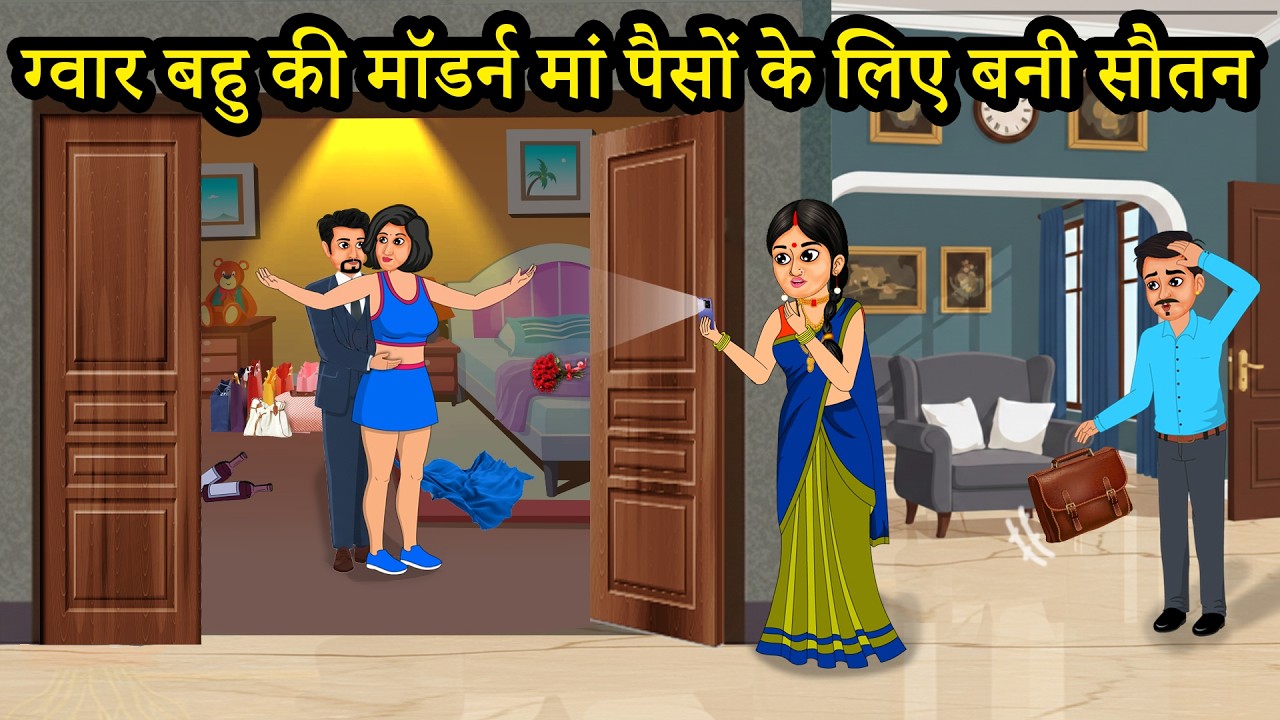ग्वार बहू की मॉडर्न माँ पैसों के लिए बनी सौतन | Cartoon Videos | Hindi cartoon story | Sas Bahu
