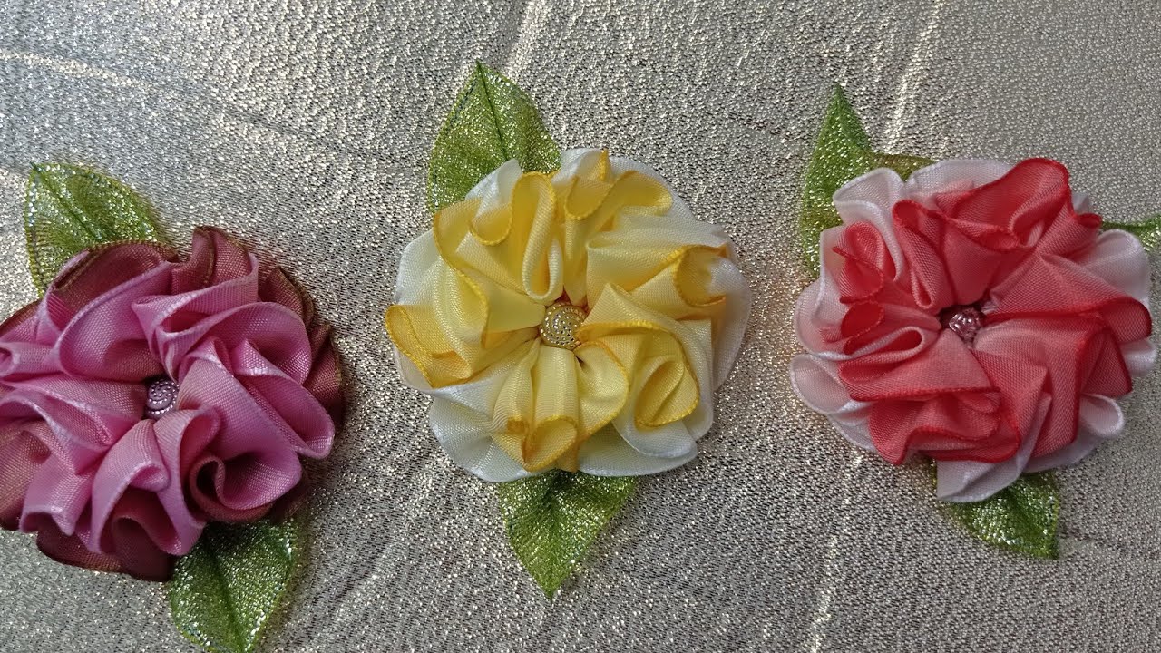 # 197 FLOR 2 COLORES CON UN MISMO LISTÓN (RIBBON FLOWERS / HOW TO MAKE ...