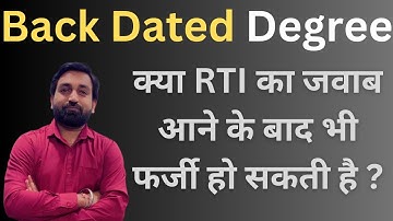 Can A Degree Be Fake Even After Being Verified By RTI? #backdateddegree #university #career