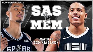 San Antonio Spurs vs Memphis Grizzlies Full Game Highlights | Mar 22 | 2024 NBA Season