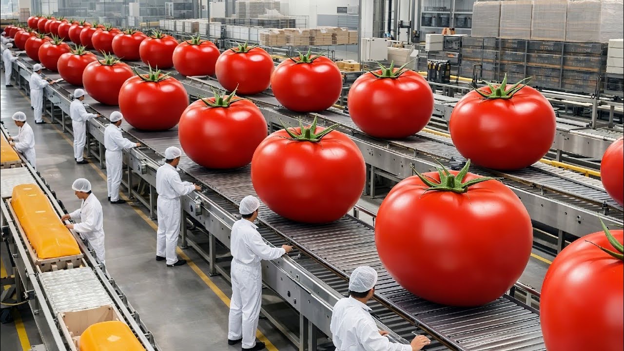 Inside a Tomato Ketchup Factory of the Future:  From Tomatoes to Bottled Ketchup (The Full Process)