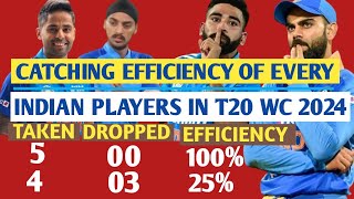 Catching Efficiency Of Every Indian Players In T20I World Cup 2024