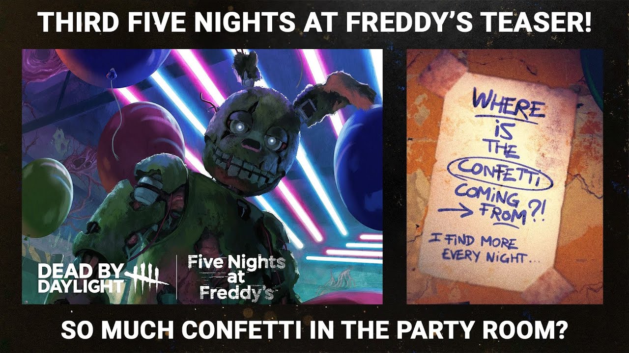 THIRD FNAF TEASER! CONFETTI IN THE PARTY ROOM? FIVE NIGHTS AT FREDDYS DEAD BY DAYLIGHT!