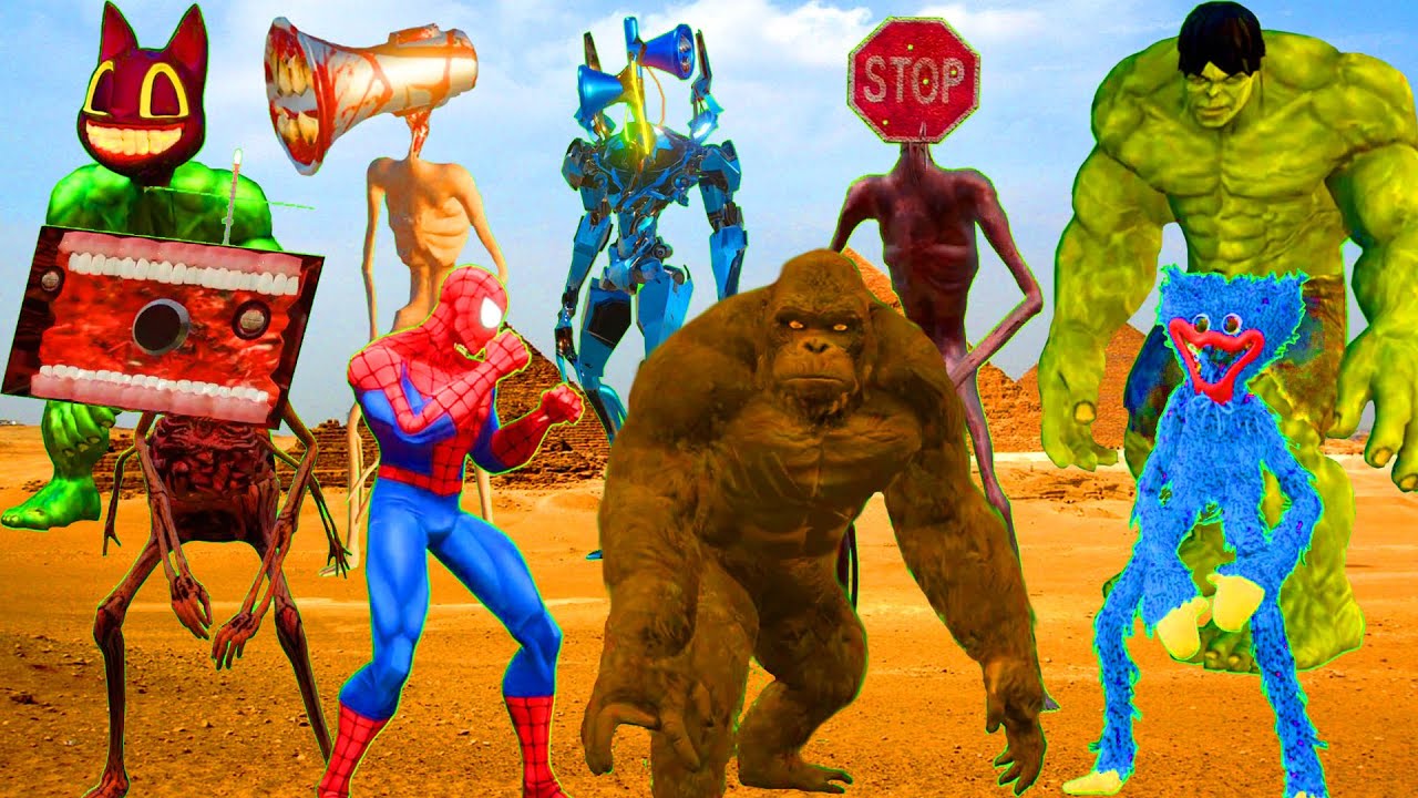 Team Siren head MOnsters VS Hulk Cartoon Cat Hulk Huggy Wuggy Megaphone ...
