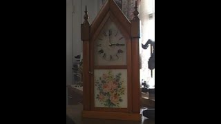 1853 Wm  L  Gilbert & Co Sharp Gothic Steeple Cathedral Clock with c1900 Waterbury Movement Part 1