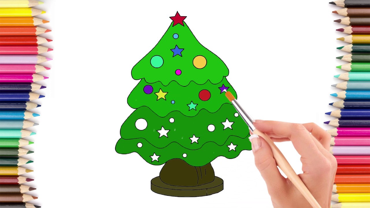 How to Draw a Christmas Tree Coloring Pages - YouTube
