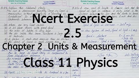 Ncert Exercise 1.5 | Chapter 1 | Units and Measurement | Class 11 Physics