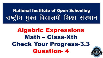 Check Your Progress 3.3 Question -4 for NIOS Math Class -10th