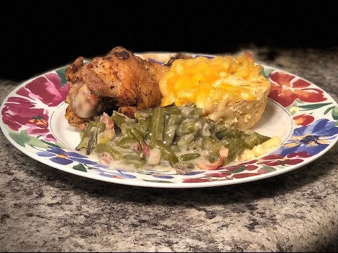 TURKEY WINGS WITH GREEN BEAN CASSEROLE AND MAC AND CHEESE
