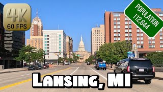 Driving Around Downtown Lansing, Michigan in 4k Video