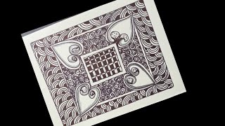 ZenArt// Square Zentangle Pattern// Tangle Pattern Art