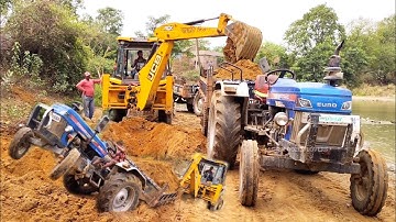 New Jcb 3dx Backhoe Machine Loading Mud in Powertrack Euro 50 Tractor For Making Pond | Jcb Tractor