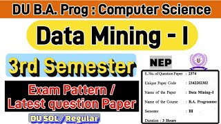 Data mining 1 BA Prog Computer Science 3rd Semester Previous year question paper du sol / regular 