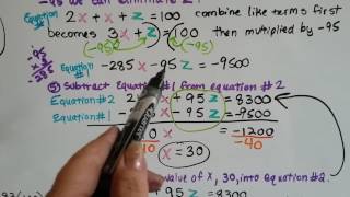 Intro Algebra Word Problems #37a - Write, solve Mixture equations for 3 variables , X Y and Z Profile