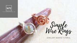 Simple Wire Rings - Wire Rose Ring -  Wire Bead Ring - Jewellery Making Tutorial