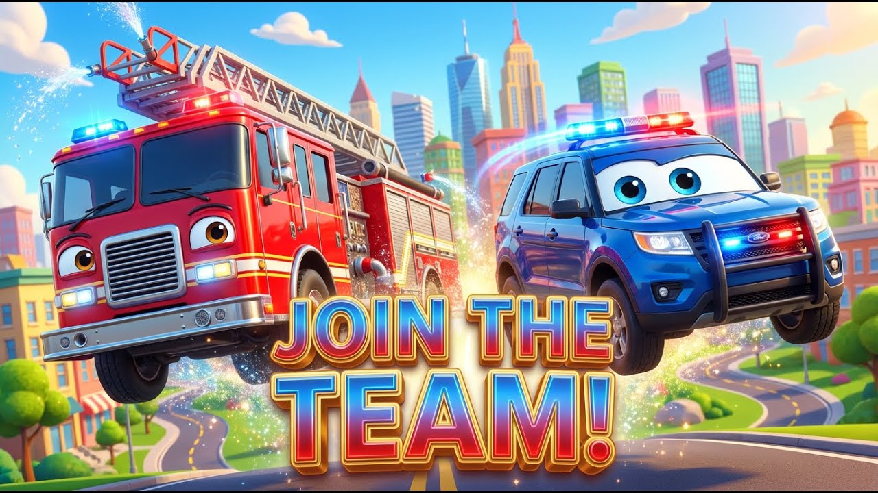 RESCUE TEAM SONG 🚒 Fire Truck & Police Car  Nee naw Nee naw!  BrumBrum World
