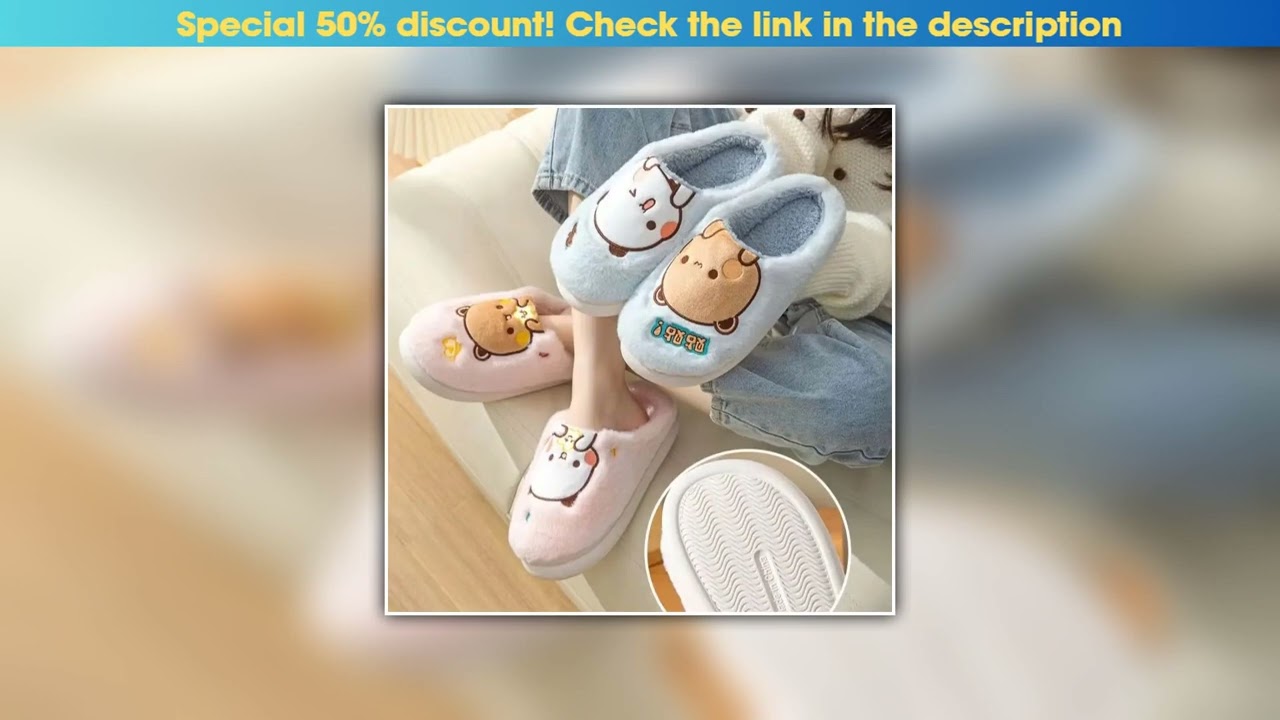 First Look Kawaii Bubu Dudu Bear Plush Slipper Anime Couple Slippers Winter Leisure Home Outdoor An