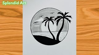 Circle scenery drawing easy | Simple drawing for beginners | Art video