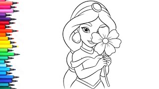 Disney Princess Jasmine Drawing, Painting & Colouring For Kids And Toddlers Fun Art Activities
