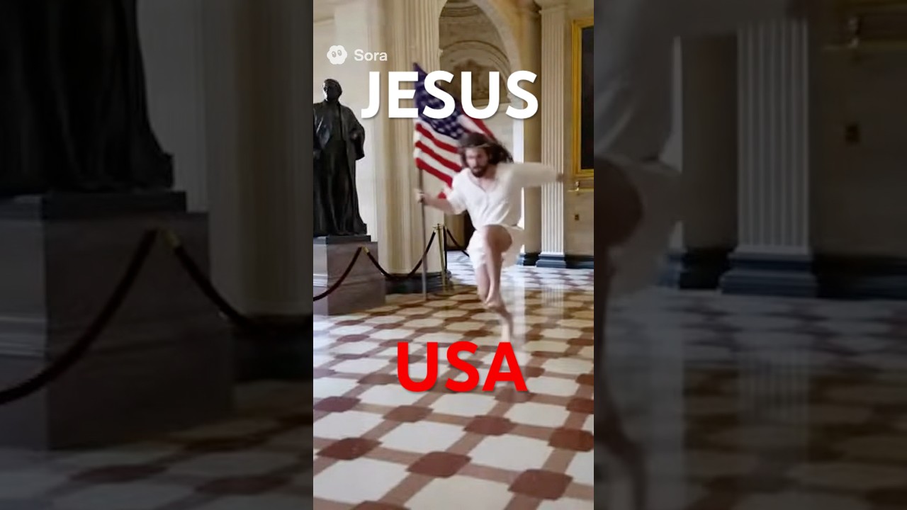 Jesus doing parkour in the US capitol 