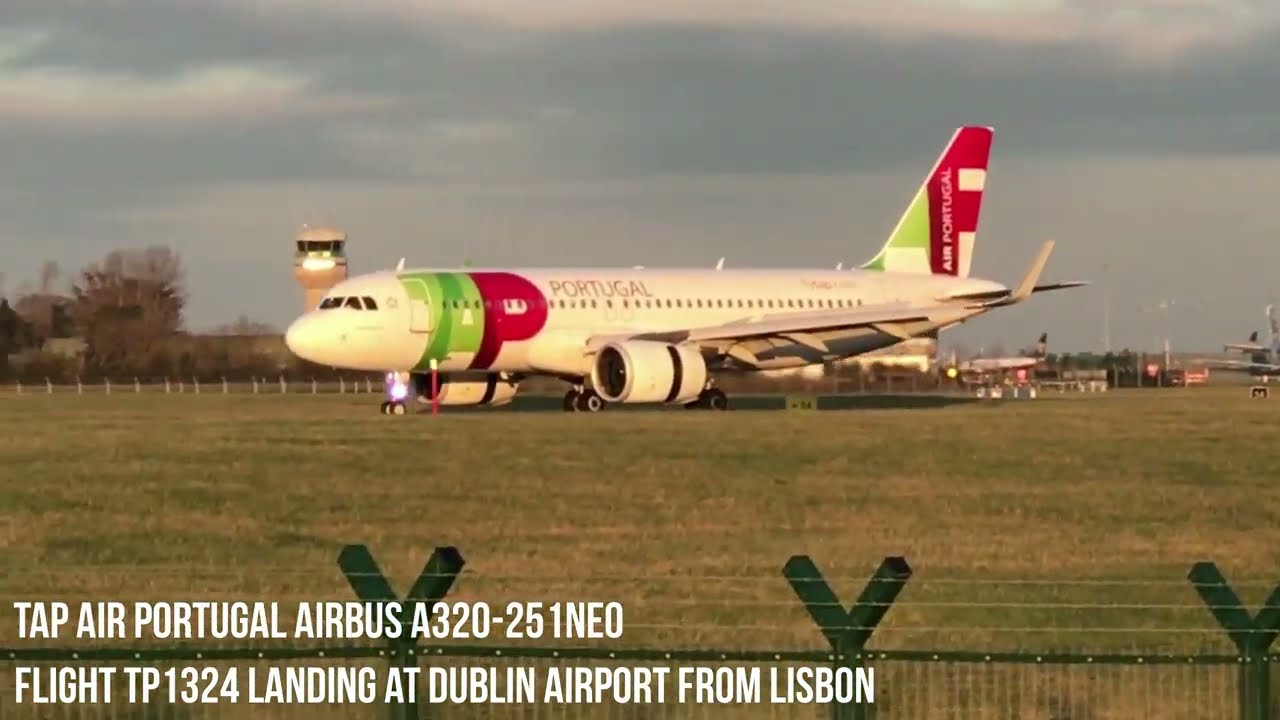 TAP Air Portugal Airbus A320neo landing at Dublin Airport from Lisbon