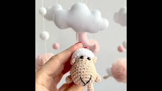 baby mobile pink sheep. Crib mobile moon and clouds mobile screenshot 3