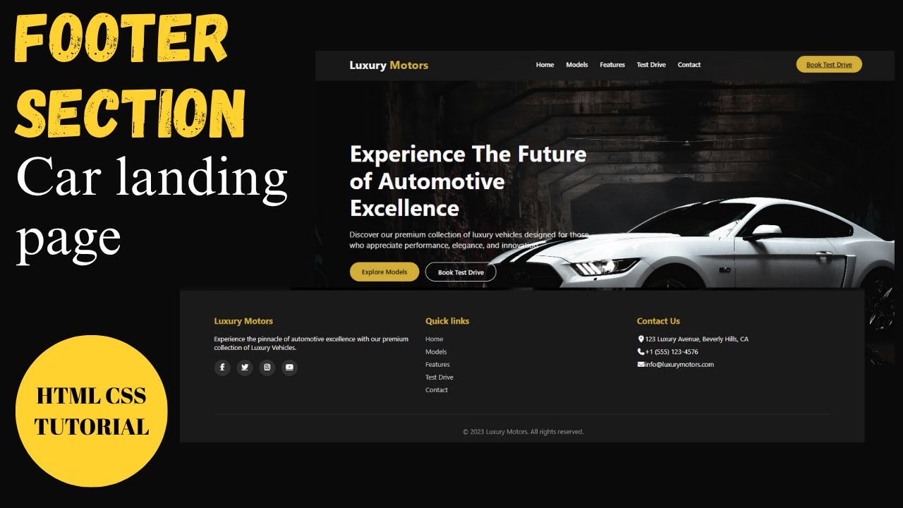 Build a Responsive Footer for Car Landing Page Using HTML & CSS - YouTube