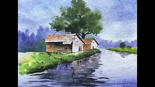 Lake Village | Watercolor Landscape Painting | Paint with David