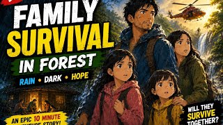 🌧️ Family Survival in the Enchanted Forest 🌲 | Rain, Darkness & Hope | Animated Story #ghibli #asmr
