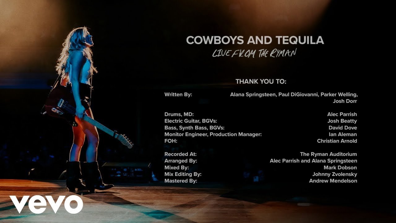 在 YouTube 上觀看「Alana Springsteen - cowboys and tequila (Live from the Ryman - Official Audio)」 在 YouTube 上觀看「Alana Springsteen - cowboys and tequila (Live from the Ryman - Official Audio)」