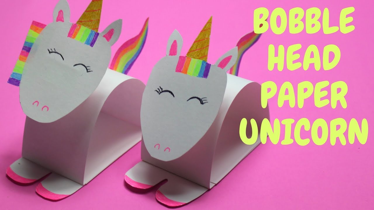 Bobble Head Paper Unicorn  Paper Crafts for Kids 